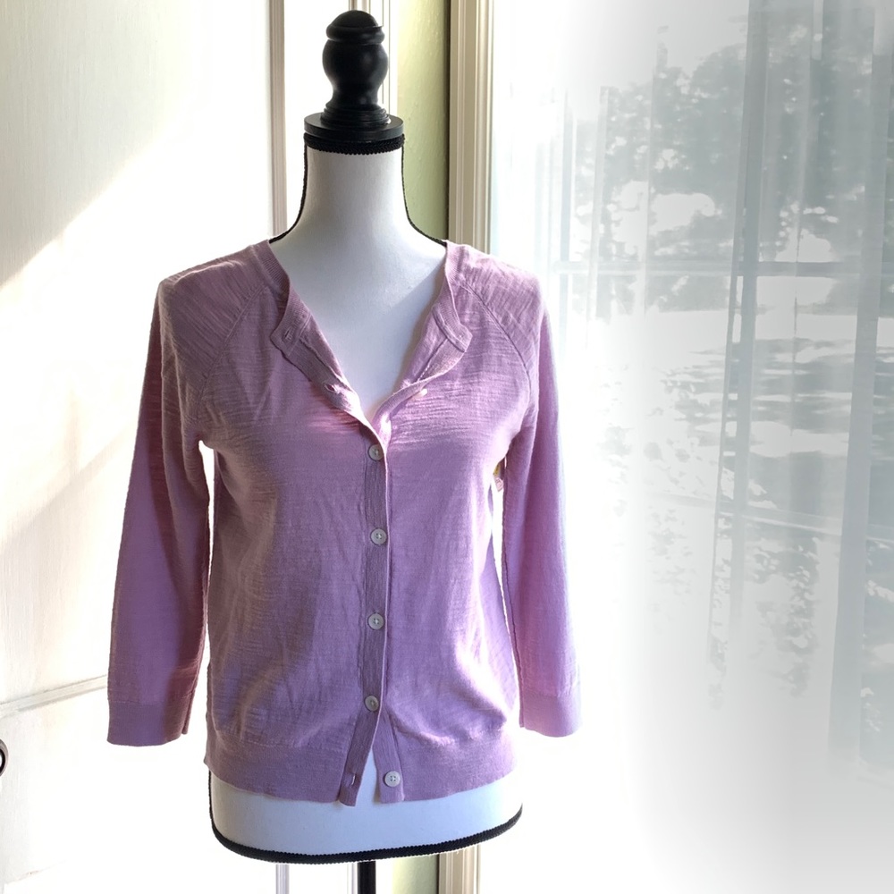 2 FOR $20 Loft 3/4 sleeve lavender cardigan light weight